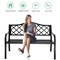 Costway 50'' Patio Garden Bench Loveseats Park Yard Furniture Decor Cast Iron Frame Black